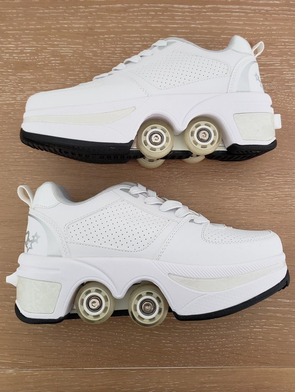 Women's White Platform Roller Sneakers